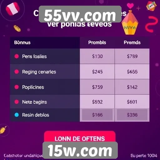 Comparativo de ofertas de bônus no 55vv.com